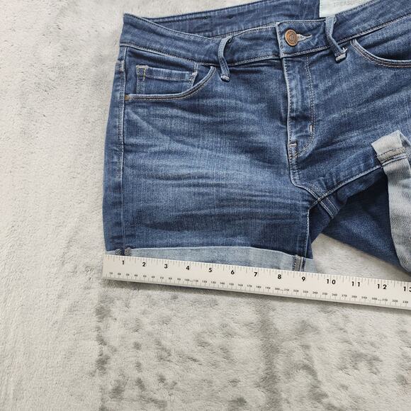 Treasure & Bond Shorts Womens 28 Blue Mid Rise Skinny Cuffed Denim Stretch - Picture 10 of 11
